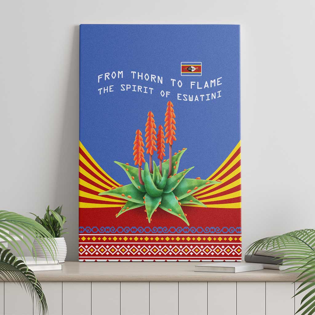 Eswatini Aloe Vera Canvas Wall Art with Flag Print and Cultural Motif From Thorn to Flame