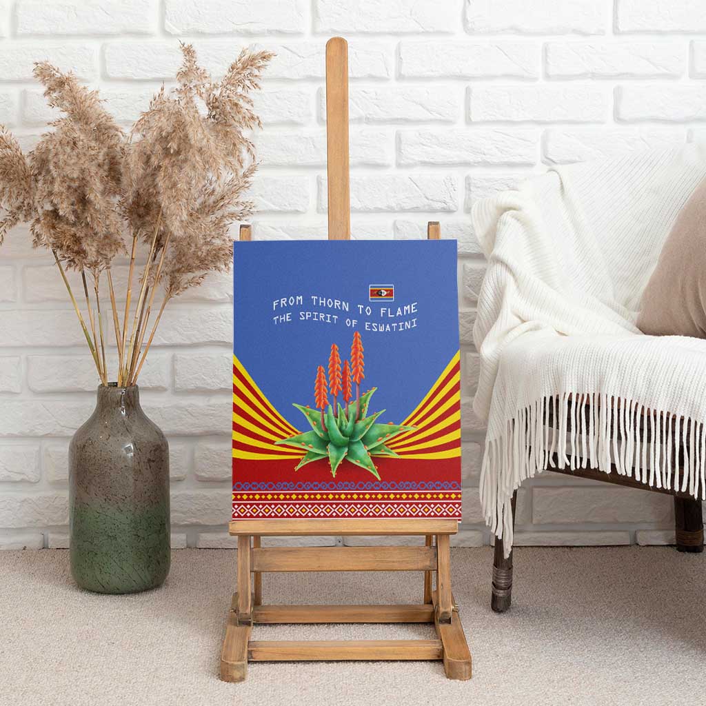 Eswatini Aloe Vera Canvas Wall Art with Flag Print and Cultural Motif From Thorn to Flame