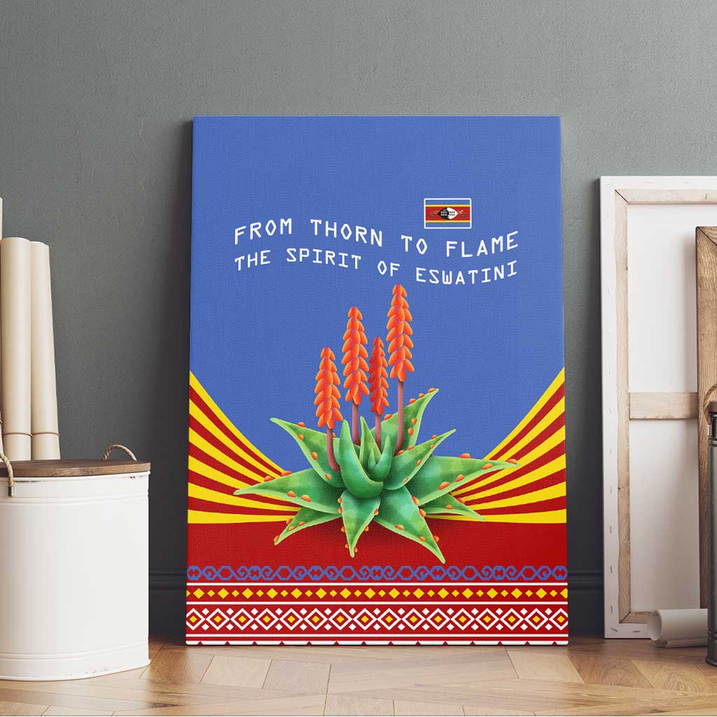 Eswatini Aloe Vera Canvas Wall Art with Flag Print and Cultural Motif From Thorn to Flame