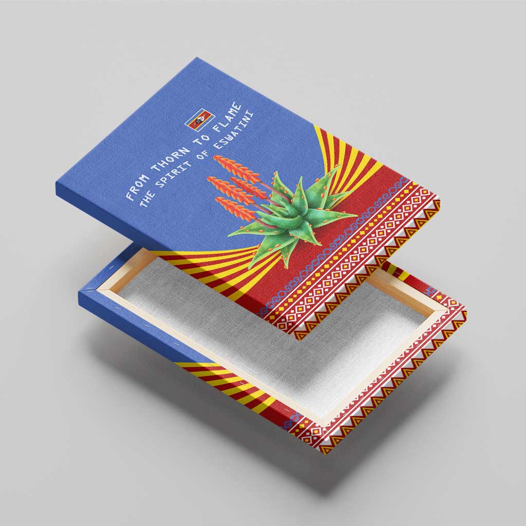 Eswatini Aloe Vera Canvas Wall Art with Flag Print and Cultural Motif From Thorn to Flame