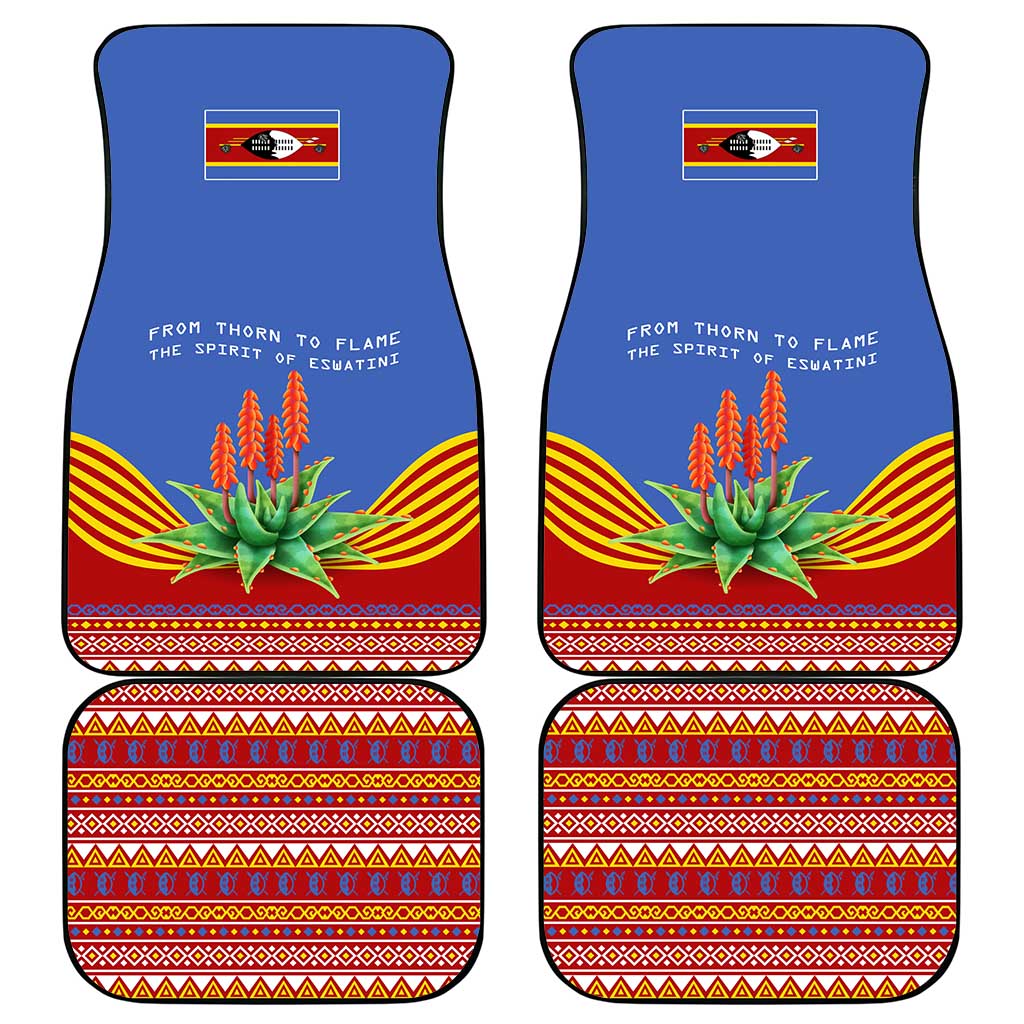 Eswatini Aloe Vera Car Mats with Flag Print and Cultural Motif From Thorn to Flame