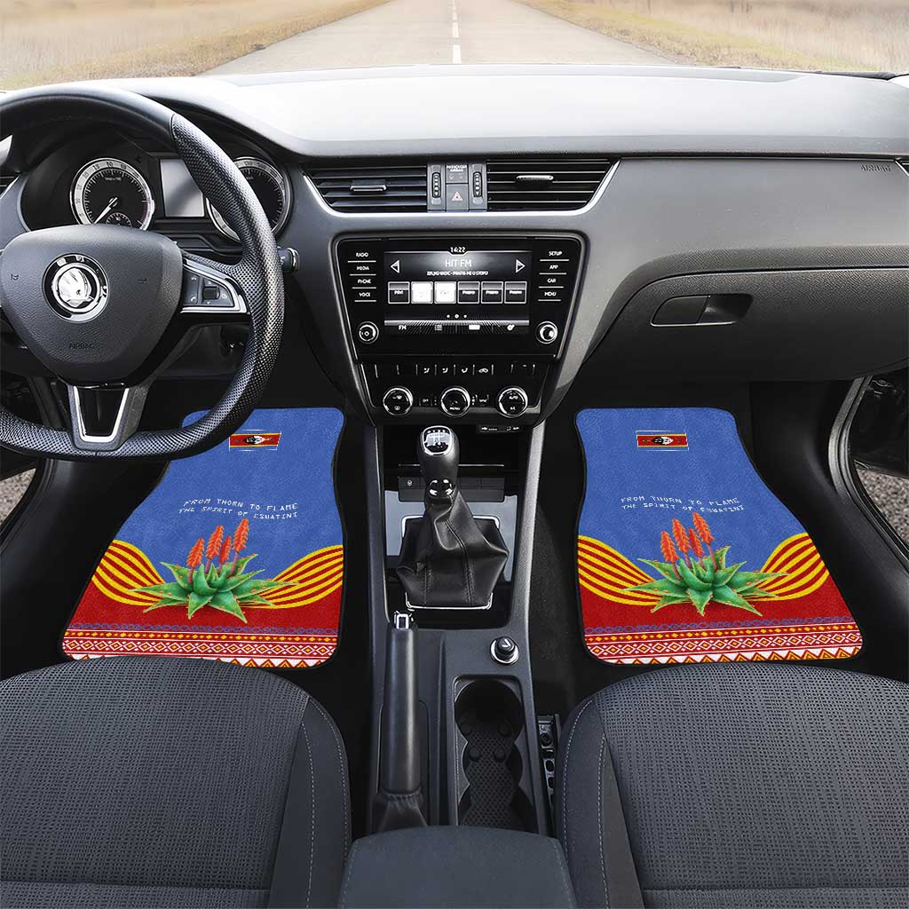 Eswatini Aloe Vera Car Mats with Flag Print and Cultural Motif From Thorn to Flame