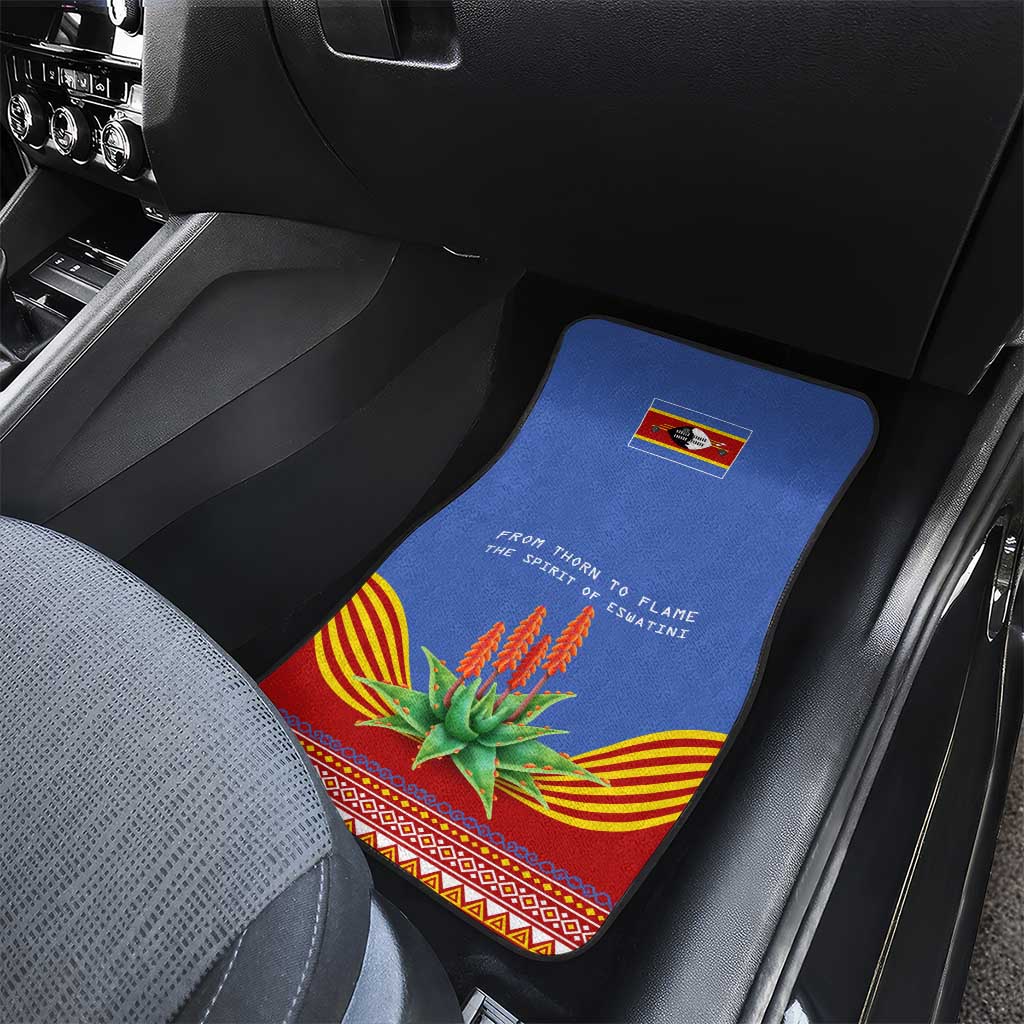 Eswatini Aloe Vera Car Mats with Flag Print and Cultural Motif From Thorn to Flame