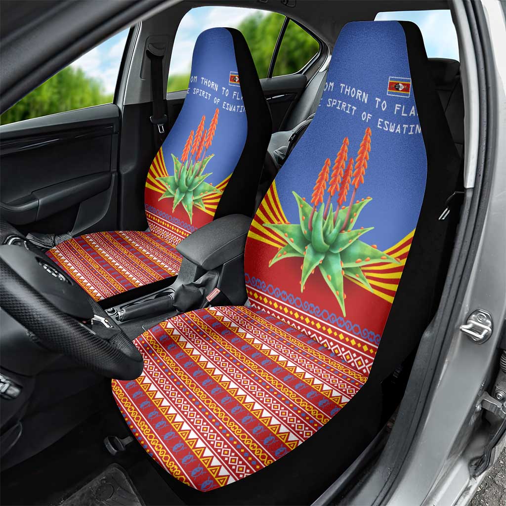 Eswatini Aloe Vera Car Seat Cover with Flag Print and Cultural Motif From Thorn to Flame