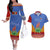 Eswatini Aloe Vera Couples Matching Off The Shoulder Long Sleeve Dress and Hawaiian Shirt with Flag Print and Cultural Motif From Thorn to Flame