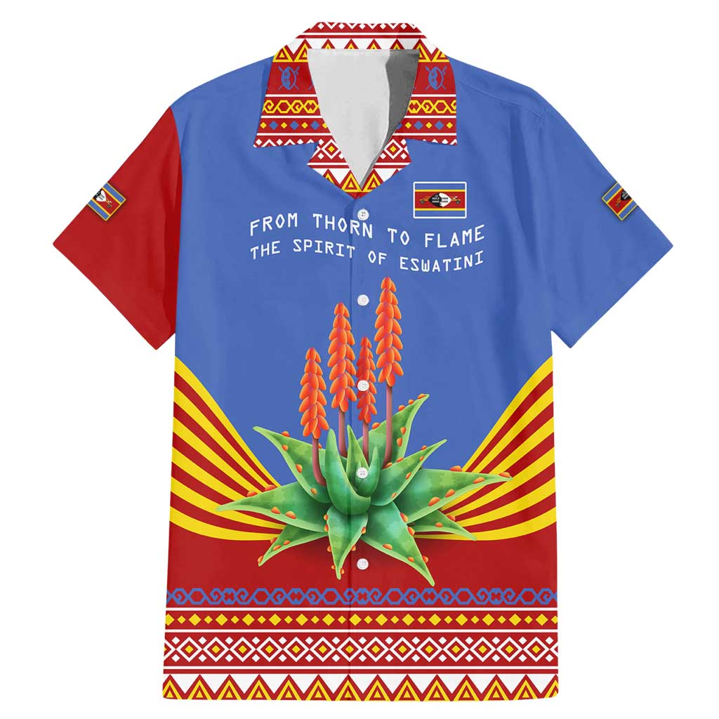 Eswatini Aloe Vera Family Matching Mermaid Dress and Hawaiian Shirt with Flag Print and Cultural Motif From Thorn to Flame