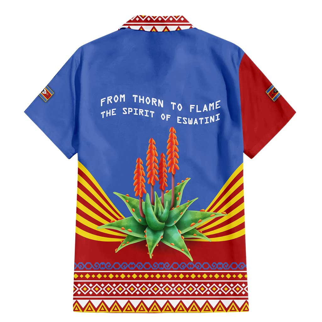 Eswatini Aloe Vera Family Matching Mermaid Dress and Hawaiian Shirt with Flag Print and Cultural Motif From Thorn to Flame