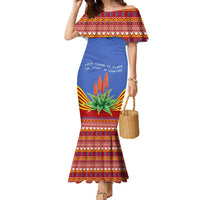 Eswatini Aloe Vera Family Matching Mermaid Dress and Hawaiian Shirt with Flag Print and Cultural Motif From Thorn to Flame