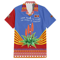 Eswatini Aloe Vera Family Matching Off The Shoulder Long Sleeve Dress and Hawaiian Shirt with Flag Print and Cultural Motif From Thorn to Flame