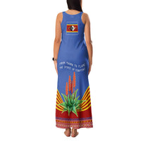 Eswatini Aloe Vera Family Matching Tank Maxi Dress and Hawaiian Shirt with Flag Print and Cultural Motif From Thorn to Flame