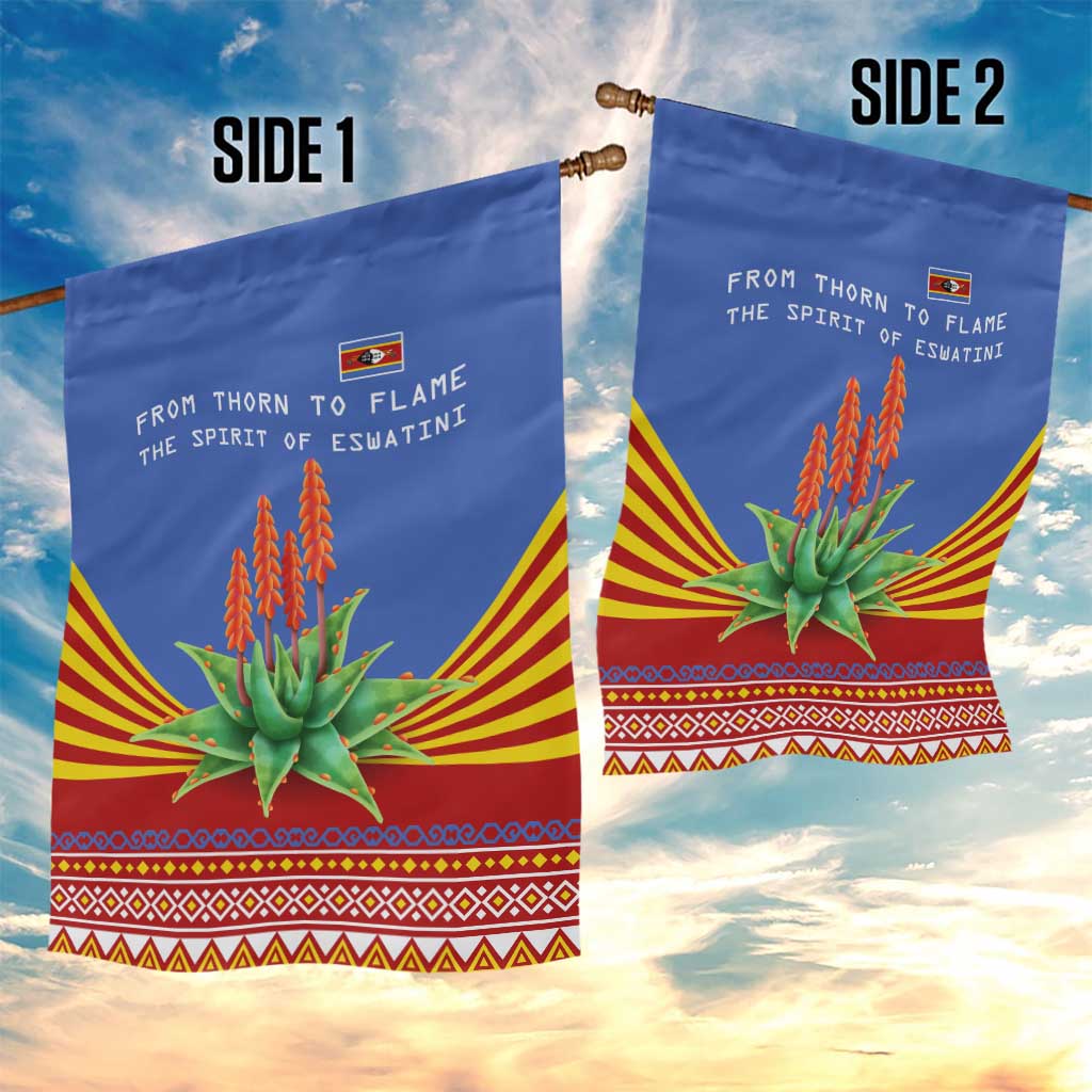 Eswatini Aloe Vera Garden Flag with Flag Print and Cultural Motif From Thorn to Flame