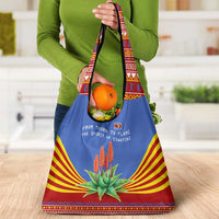 Eswatini Aloe Vera Grocery Bag with Flag Print and Cultural Motif From Thorn to Flame