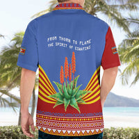 Eswatini Aloe Vera Hawaiian Shirt with Flag Print and Cultural Motif From Thorn to Flame