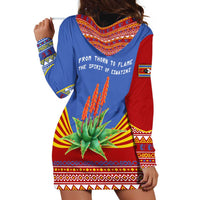 Eswatini Aloe Vera Hoodie Dress with Flag Print and Cultural Motif From Thorn to Flame