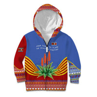 Eswatini Aloe Vera Kid Hoodie with Flag Print and Cultural Motif From Thorn to Flame