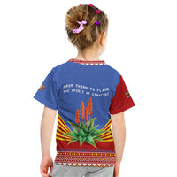 Eswatini Aloe Vera Kid T Shirt with Flag Print and Cultural Motif From Thorn to Flame