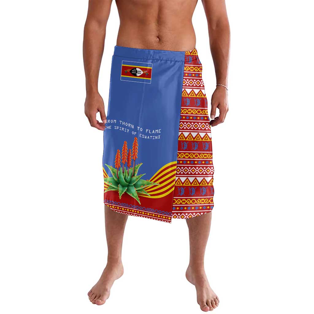 Eswatini Aloe Vera Lavalava with Flag Print and Cultural Motif From Thorn to Flame