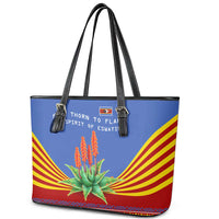 Eswatini Aloe Vera Leather Tote Bag with Flag Print and Cultural Motif From Thorn to Flame
