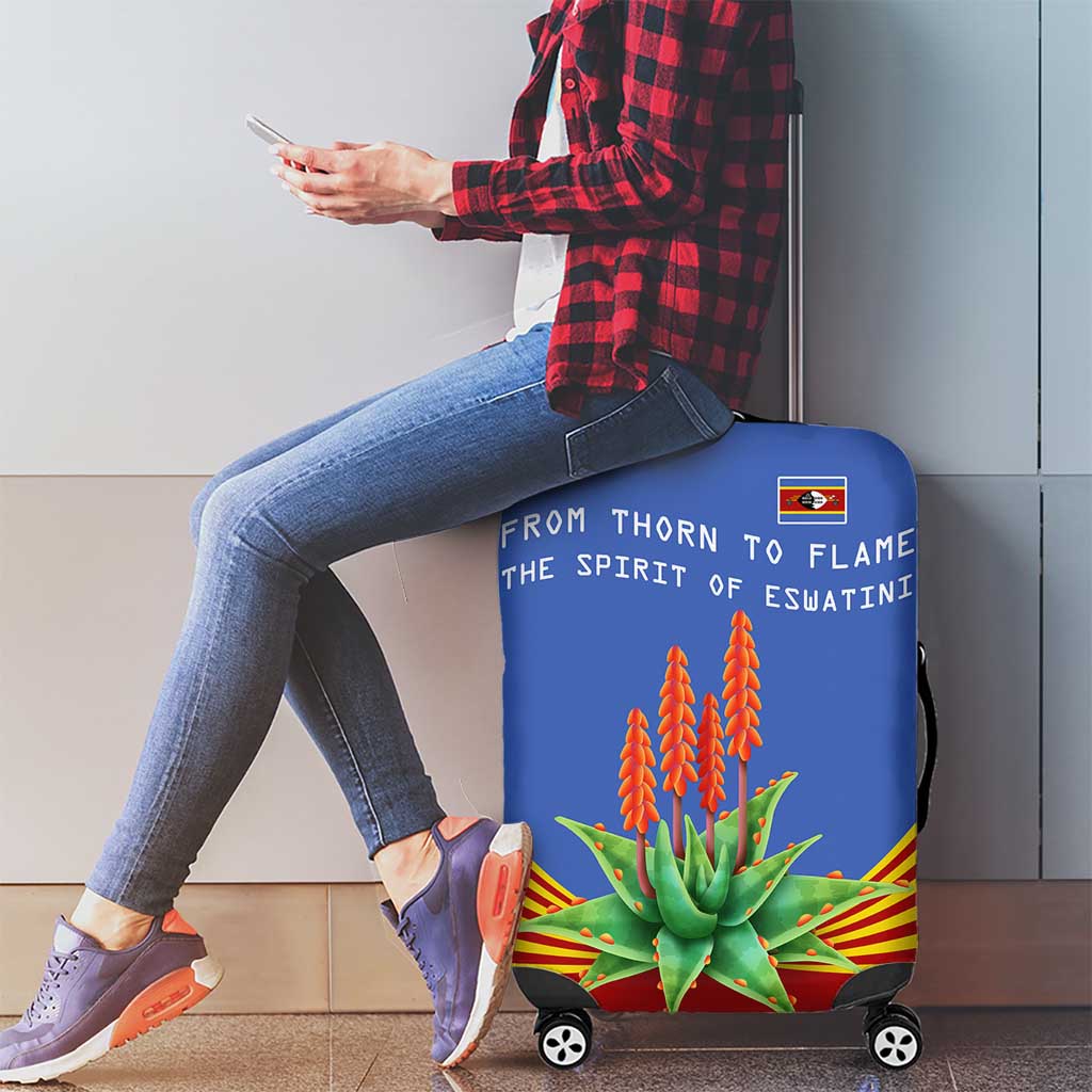 Eswatini Aloe Vera Luggage Cover with Flag Print and Cultural Motif From Thorn to Flame