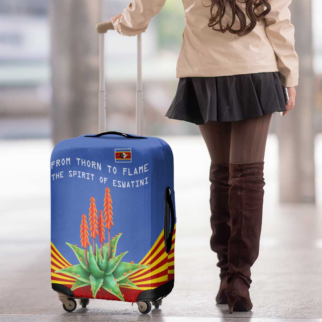 Eswatini Aloe Vera Luggage Cover with Flag Print and Cultural Motif From Thorn to Flame