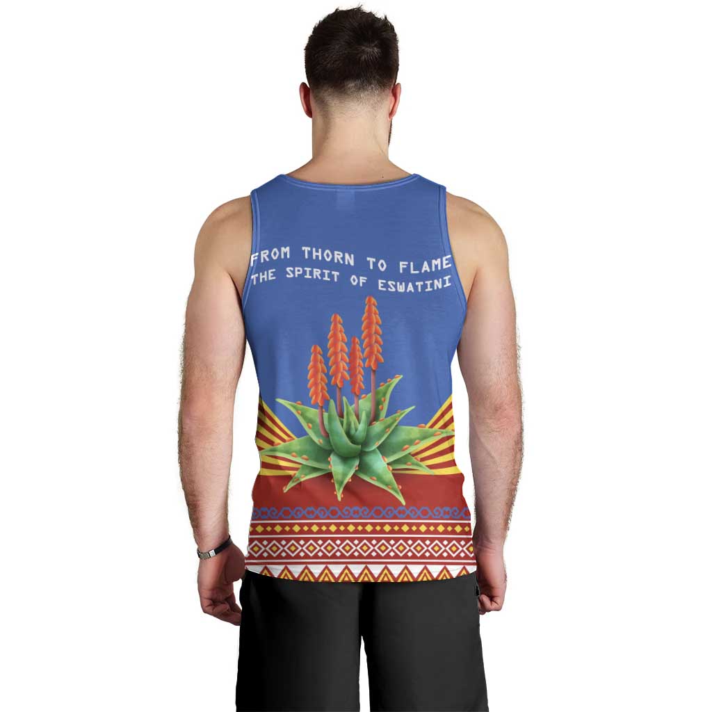 Eswatini Aloe Vera Men Tank Top with Flag Print and Cultural Motif From Thorn to Flame