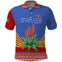 Eswatini Aloe Vera Polo Shirt with Flag Print and Cultural Motif From Thorn to Flame