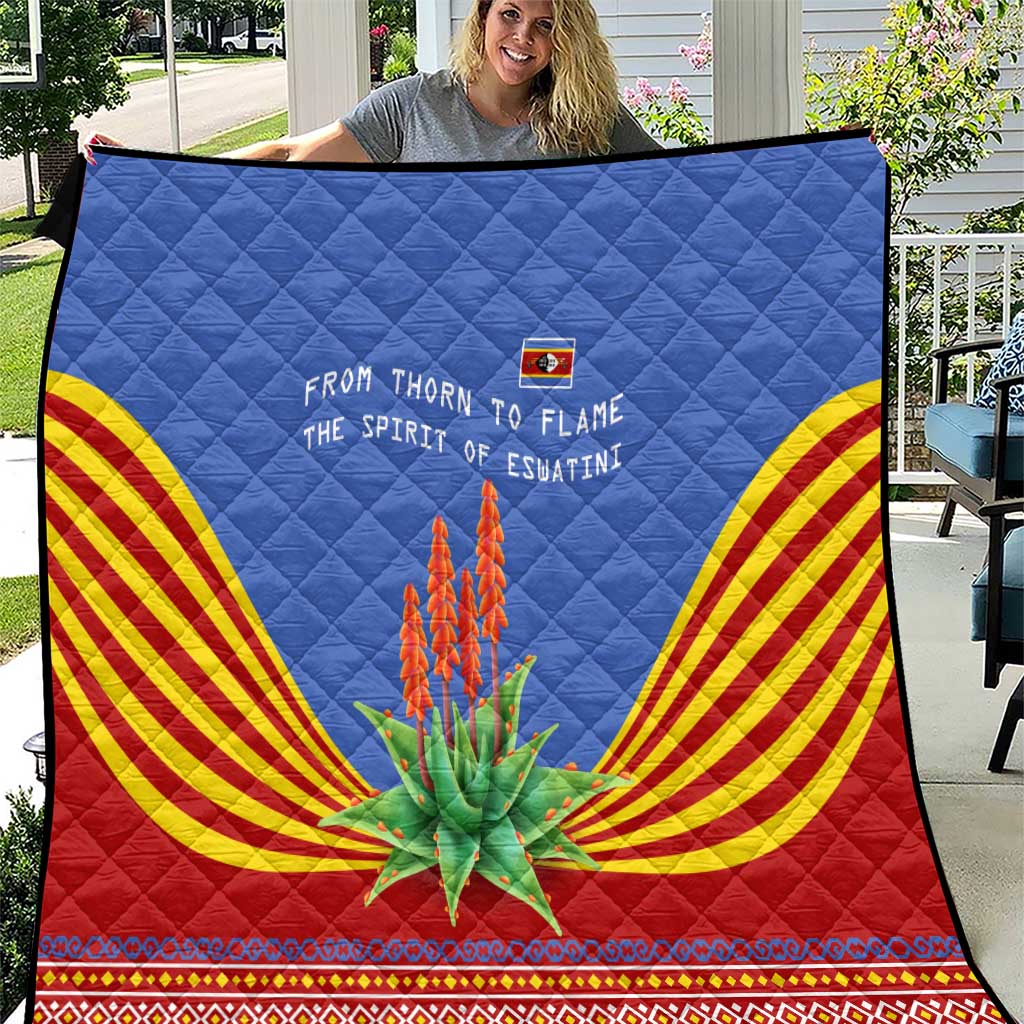 Eswatini Aloe Vera Quilt with Flag Print and Cultural Motif From Thorn to Flame