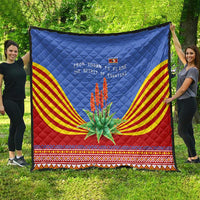 Eswatini Aloe Vera Quilt with Flag Print and Cultural Motif From Thorn to Flame