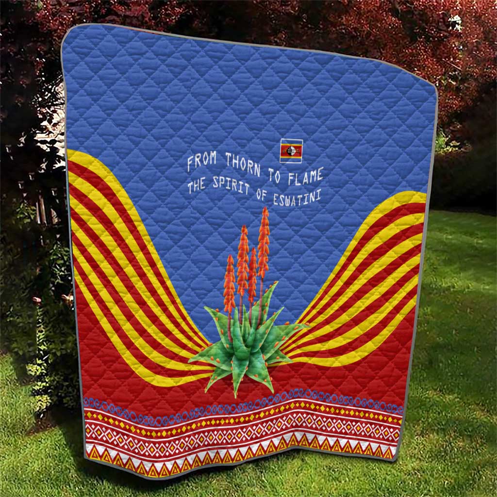 Eswatini Aloe Vera Quilt with Flag Print and Cultural Motif From Thorn to Flame