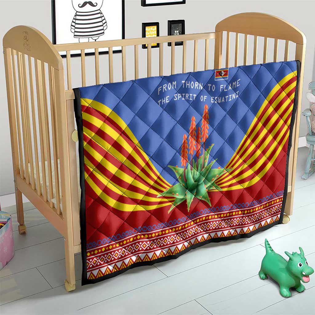 Eswatini Aloe Vera Quilt with Flag Print and Cultural Motif From Thorn to Flame