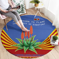 Eswatini Aloe Vera Round Carpet with Flag Print and Cultural Motif From Thorn to Flame