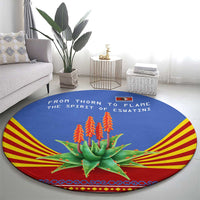 Eswatini Aloe Vera Round Carpet with Flag Print and Cultural Motif From Thorn to Flame