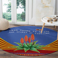 Eswatini Aloe Vera Round Carpet with Flag Print and Cultural Motif From Thorn to Flame