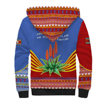 Eswatini Aloe Vera Sherpa Hoodie with Flag Print and Cultural Motif From Thorn to Flame