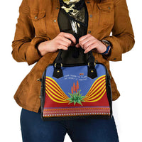 Eswatini Aloe Vera Shoulder Handbag with Flag Print and Cultural Motif From Thorn to Flame