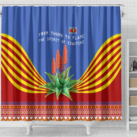 Eswatini Aloe Vera Shower Curtain with Flag Print and Cultural Motif From Thorn to Flame