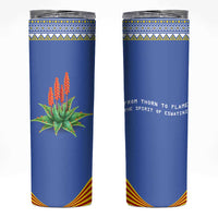 Eswatini Aloe Vera Skinny Tumbler with Flag Print and Cultural Motif From Thorn to Flame