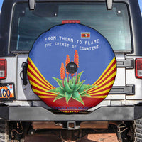 Eswatini Aloe Vera Spare Tire Cover with Flag Print and Cultural Motif From Thorn to Flame