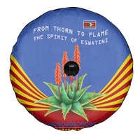 Eswatini Aloe Vera Spare Tire Cover with Flag Print and Cultural Motif From Thorn to Flame
