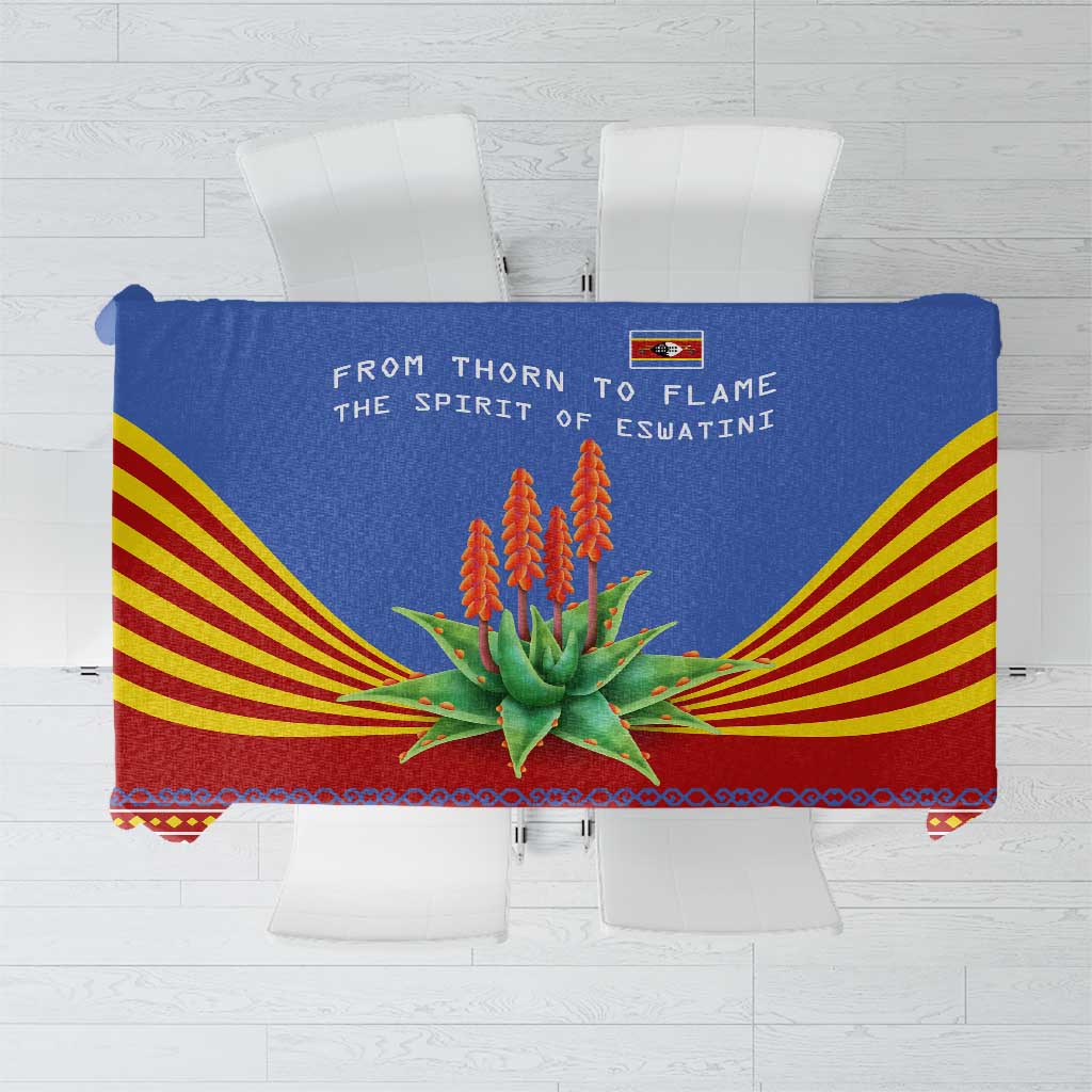 Eswatini Aloe Vera Tablecloth with Flag Print and Cultural Motif From Thorn to Flame