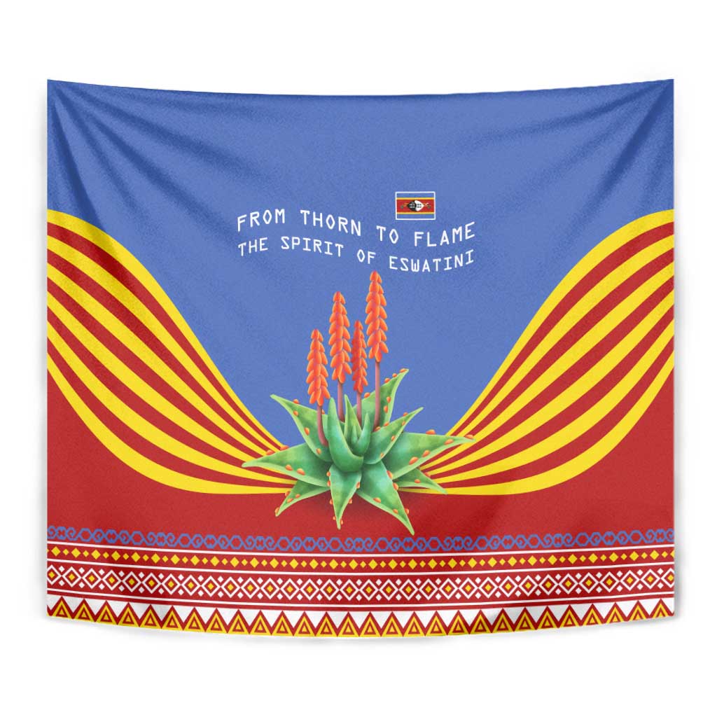 Eswatini Aloe Vera Tapestry with Flag Print and Cultural Motif From Thorn to Flame