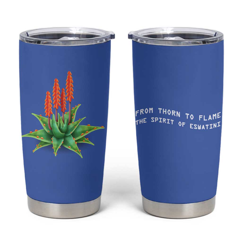 Eswatini Aloe Vera Tumbler Cup with Flag Print and Cultural Motif From Thorn to Flame