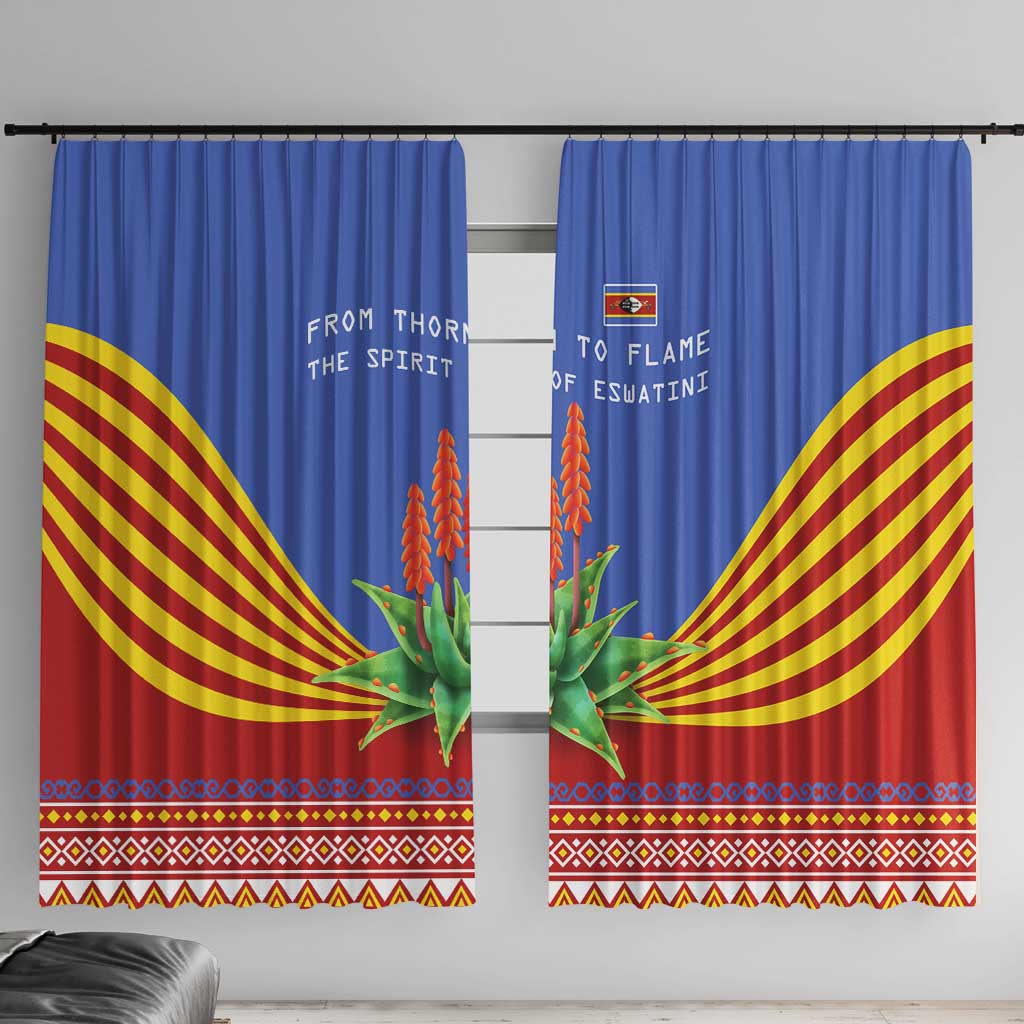 Eswatini Aloe Vera Window Curtain with Flag Print and Cultural Motif From Thorn to Flame