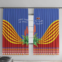 Eswatini Aloe Vera Window Curtain with Flag Print and Cultural Motif From Thorn to Flame