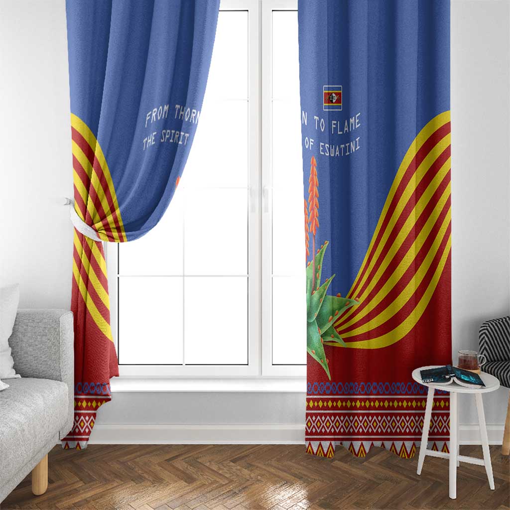 Eswatini Aloe Vera Window Curtain with Flag Print and Cultural Motif From Thorn to Flame