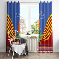 Eswatini Aloe Vera Window Curtain with Flag Print and Cultural Motif From Thorn to Flame