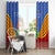 Eswatini Aloe Vera Window Curtain with Flag Print and Cultural Motif From Thorn to Flame