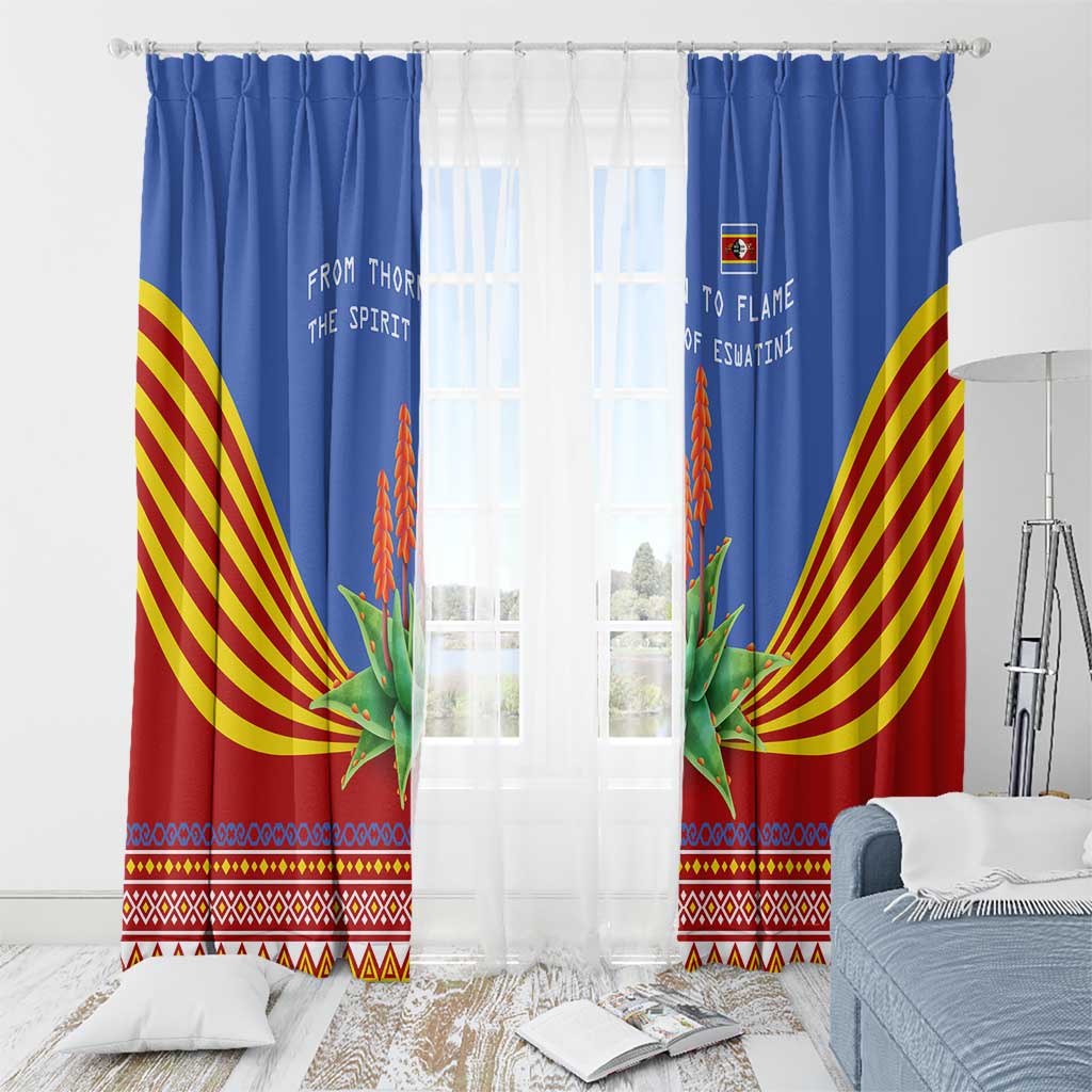 Eswatini Aloe Vera Window Curtain with Flag Print and Cultural Motif From Thorn to Flame
