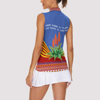 Eswatini Aloe Vera Women Sleeveless Polo Shirt with Flag Print and Cultural Motif From Thorn to Flame