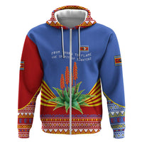Eswatini Aloe Vera Zip Hoodie with Flag Print and Cultural Motif From Thorn to Flame